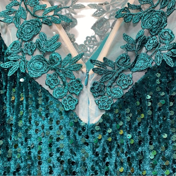 Giffniseti Sequin Mermaid Hem Sequin Prom Dress Evening Gown Green Medium - Picture 9 of 11